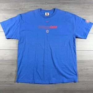 Nike Team Chicago Cubs Baseball T-Shirt Blue Mens Large MLB Swoosh Logo Tee